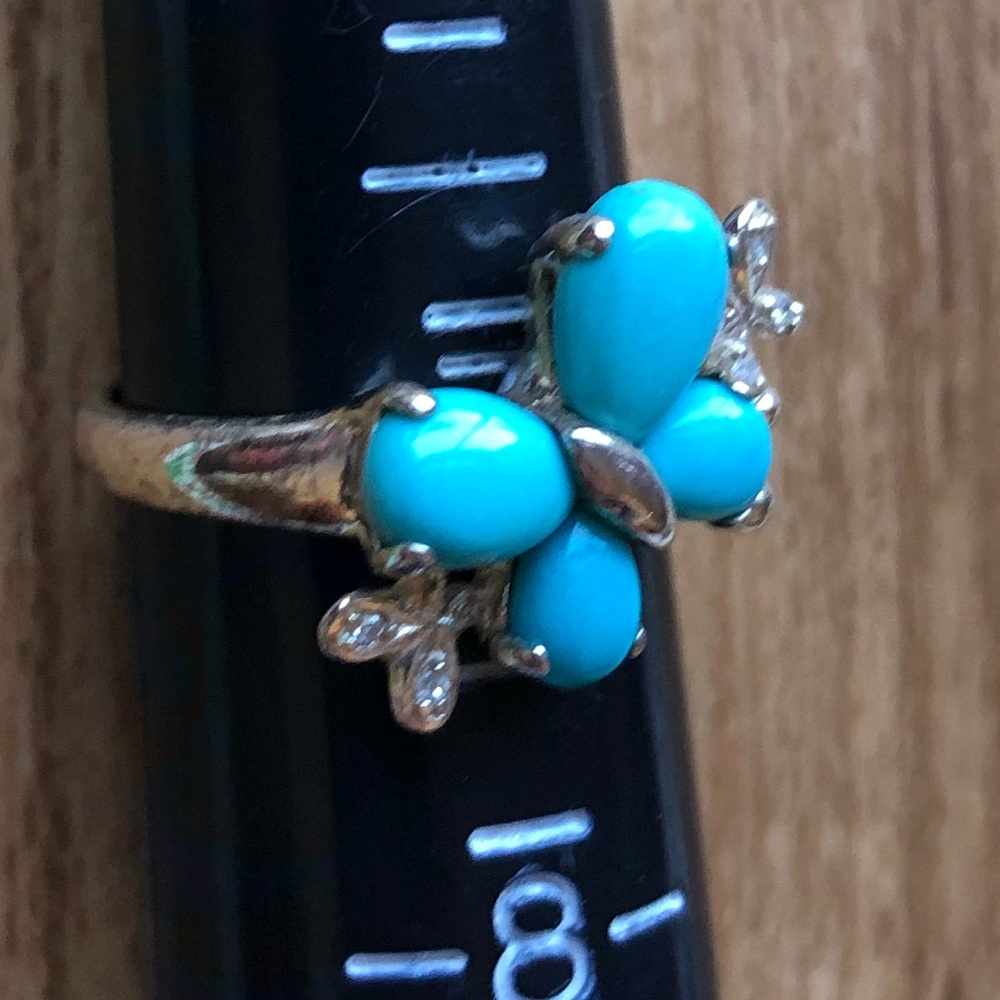 Turquoise Floral Cluster Ring - Women Jewelry - Picture 4 of 12